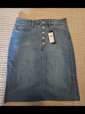 Banana Republic High-Waist Button-Front Denim Skirt - Light Blue